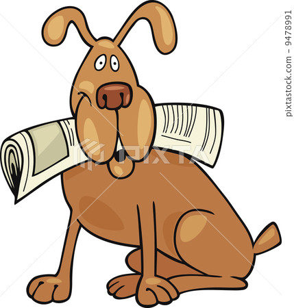 Dog with newspaper 9478991