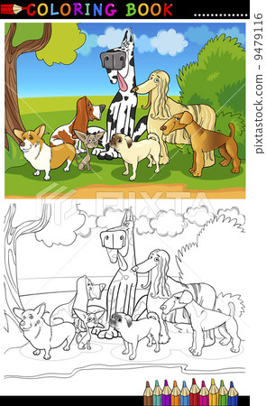 purebred dogs cartoon for coloring book 9479116