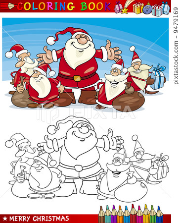 Cartoon Santa Claus Group for Coloring 9479169
