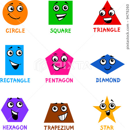 Basic Geometric Shapes with Cartoon Faces Basic Geometric Shapes with Cartoon Faces 9479260