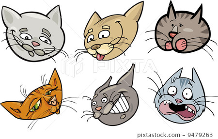 Cartoon funny cats heads set Cartoon funny cats heads set 9479263