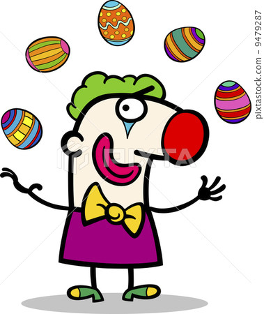 图库插图: cartoon clown juggling easter eggs