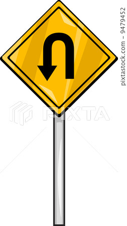 u turn sign clip art cartoon illustration 9479452