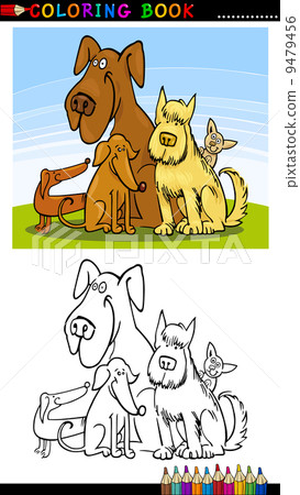 Cartoon Dogs for Coloring Book or Page Cartoon Dogs for Coloring Book or Page 9479456