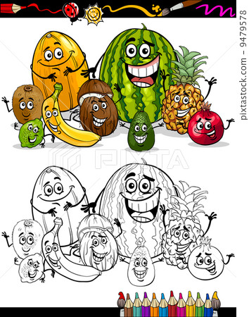 cartoon tropical fruits for coloring book cartoon tropical fruits for coloring book 9479578