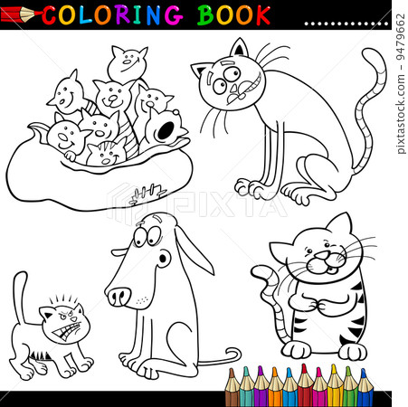 Cartoon Cats for Coloring Book or Page Cartoon Cats for Coloring Book or Page 9479662