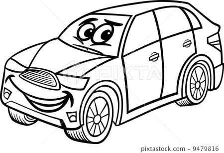 suv car cartoon coloring page  stock illustration 9479816