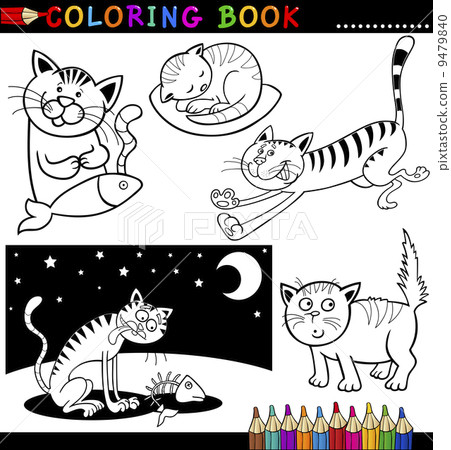 Cartoon Cats for Coloring Book or Page 9479840