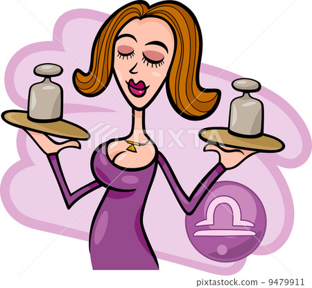 woman cartoon illustration libra sign 9479911