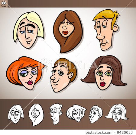 插圖素材: cartoon people heads set illustration