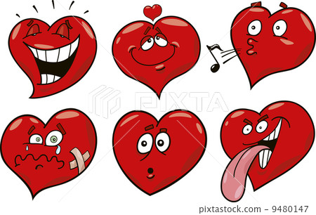 cartoon hearts set 9480147