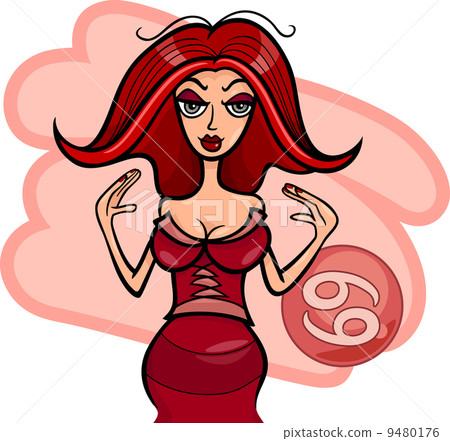 woman cartoon illustration cancer sign woman cartoon illustration cancer sign 9480176