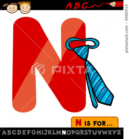 letter n with necktie cartoon illustration 9480414