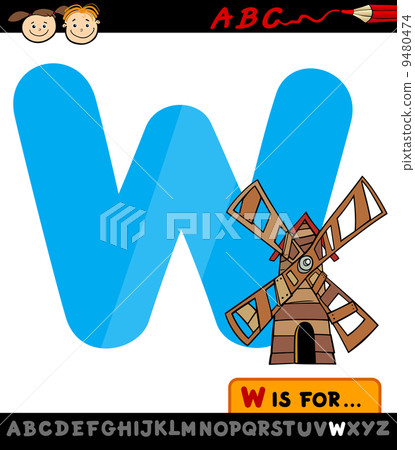 letter w with windmill cartoon illustration letter w with windmill cartoon illustration 9480474