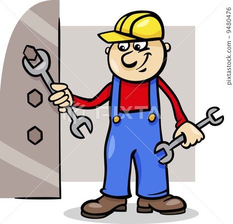 worker with wrench cartoon illustration worker with wrench cartoon illustration 9480476