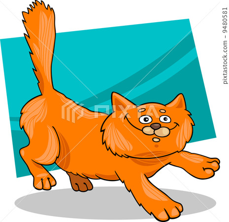 running red fluffy cat 9480581
