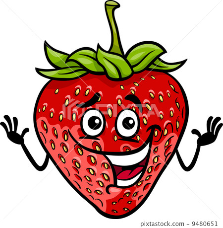 funny strawberry fruit cartoon illustration 9480651