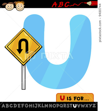 letter u with u turn sign cartoon illustration - Stock Illustration  [9480744] - PIXTA