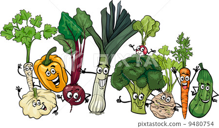 funny vegetables group cartoon illustration funny vegetables group cartoon illustration 9480754