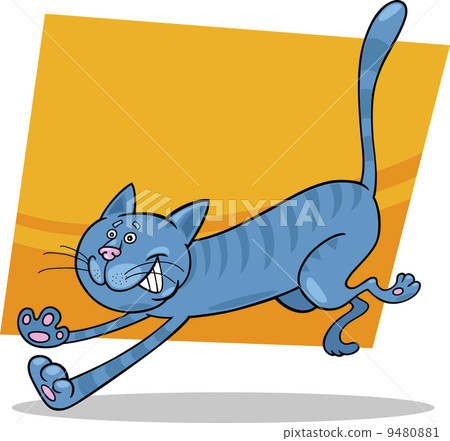 running blue tabby cat 9480881