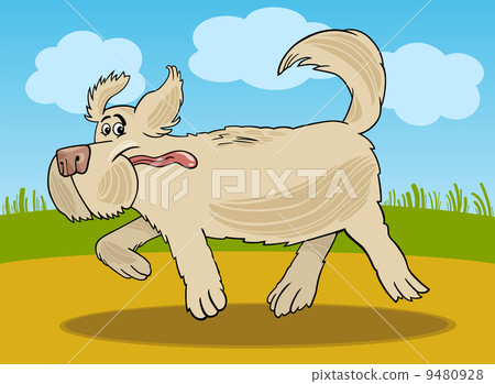 Running sheepdog dog cartoon illustration 9480928