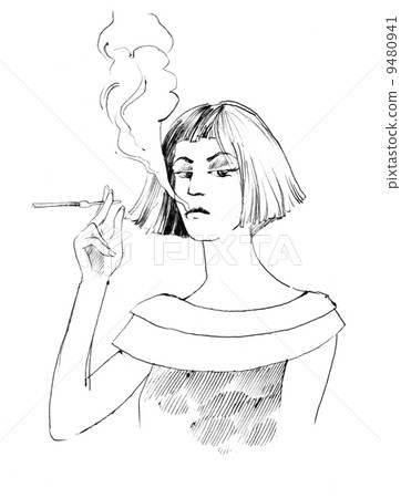woman smoking a cigarette 9480941