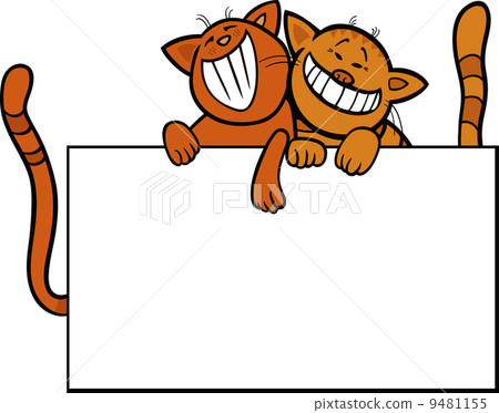 cartoon cats with board or card cartoon cats with board or card 9481155