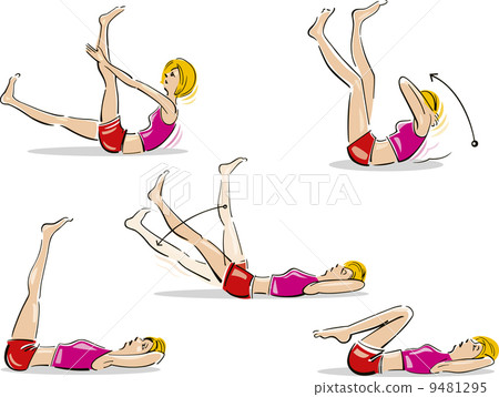 Woman doing abdominal exercises Woman doing abdominal exercises 9481295