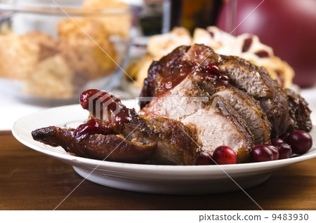 Delicious Scrambled Grilled meat with cranberry sauce Delicious Scrambled Grilled meat with cranberry sauce 9483930