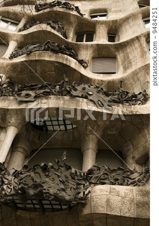 modernist house by antonio gaudi - la padrera. detail modernist house by antonio gaudi - la padrera. detail 9484251