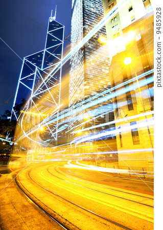 Liight trails in modern city 9485928