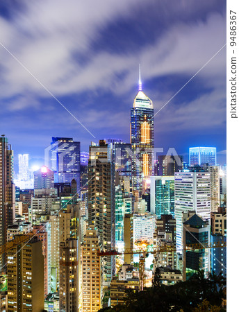 Urban city in Hong Kong at night 9486367