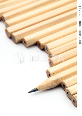 Row of unused pencil with one sharpened 9486712