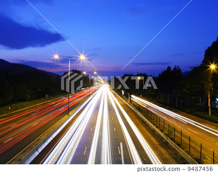 Traffic trail on the highway Traffic trail on the highway 9487456