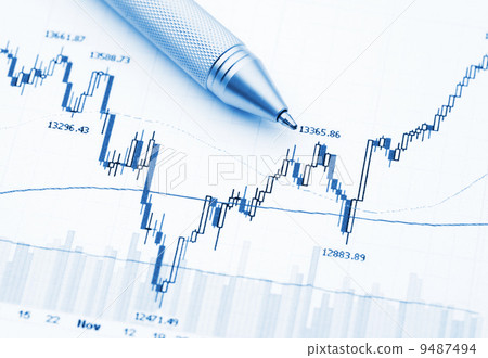 Business financial chart with pen 9487494