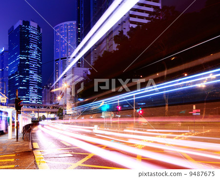 city light trails on traffic road city light trails on traffic road 9487675