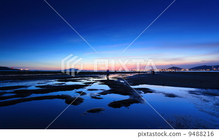 beach and sea sunset in Pak Nai , Hong Kong 9488216