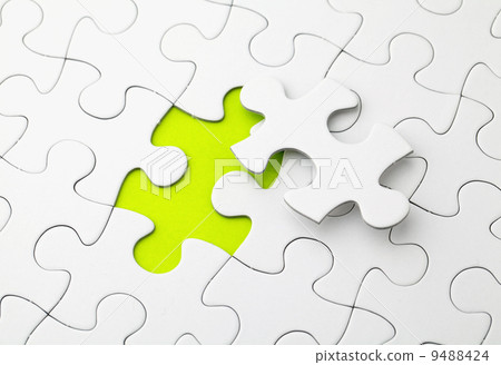 Puzzle with missing piece in green color 9488424