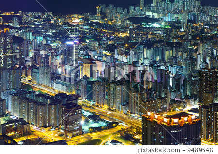 Residential building and downtown in Hong Kong Residential building and downtown in Hong Kong 9489548