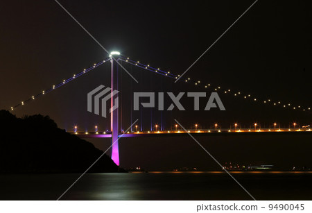 Hong Kong, Tsing ma bridge at night 9490045