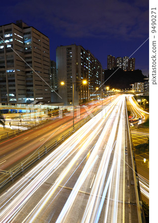light trails in mega city light trails in mega city 9490271