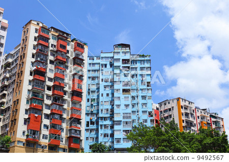 Old residential building in Hong Kong 9492567