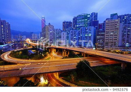 Highway in city at night 9492876