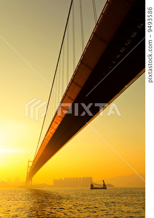 tsing ma bridge at sunset 9493586