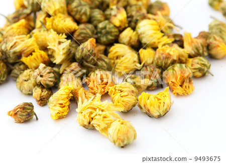Dried chamomile tea isolated on white background 9493675
