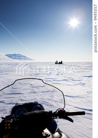 Snowmobile in Winter Landscape Snowmobile in Winter Landscape 9495057