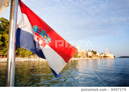 Croatia Flag and Landscape Croatia Flag and Landscape 9497174