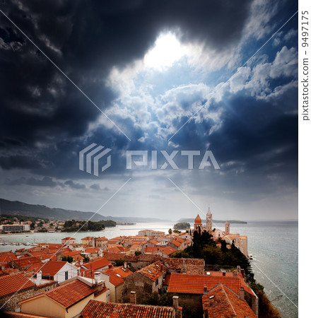 Medieval Town Dramatic Sky Medieval Town Dramatic Sky 9497175