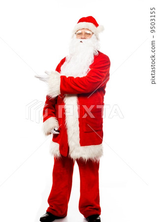 Santa Claus showing with gestures something isolated on white background Santa Claus showing with gestures something isolated on white background 9503155