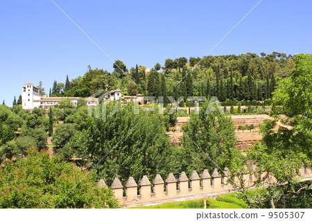 Garden in Alhambra Castle, Spain 9505307